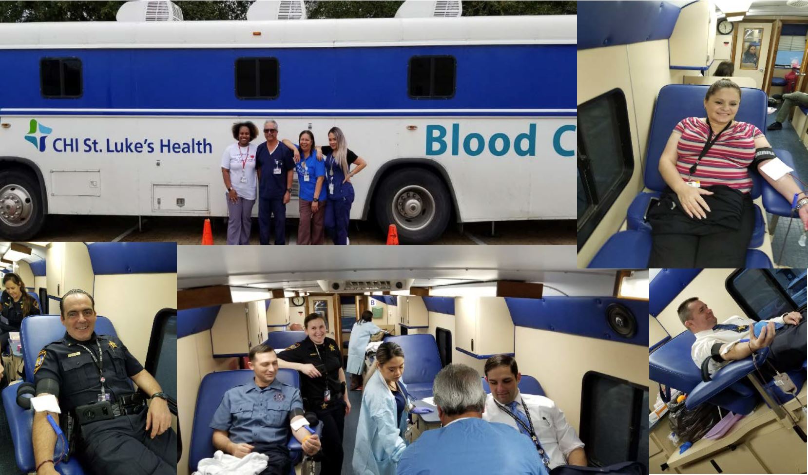 collage of Sheriff's Office personnel giving blood.